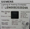 Siemens LEN00B202024A 20 Amp 4 Pole Lighting Contactor 24V Open - New