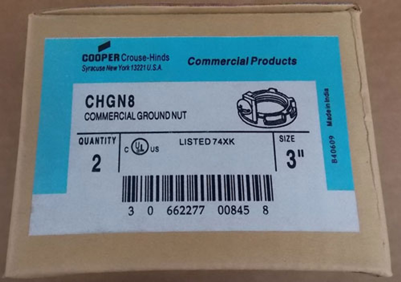 Cooper Crouse-Hinds CHGN8 3" Commercial Ground Nut (Lot of 2) - New