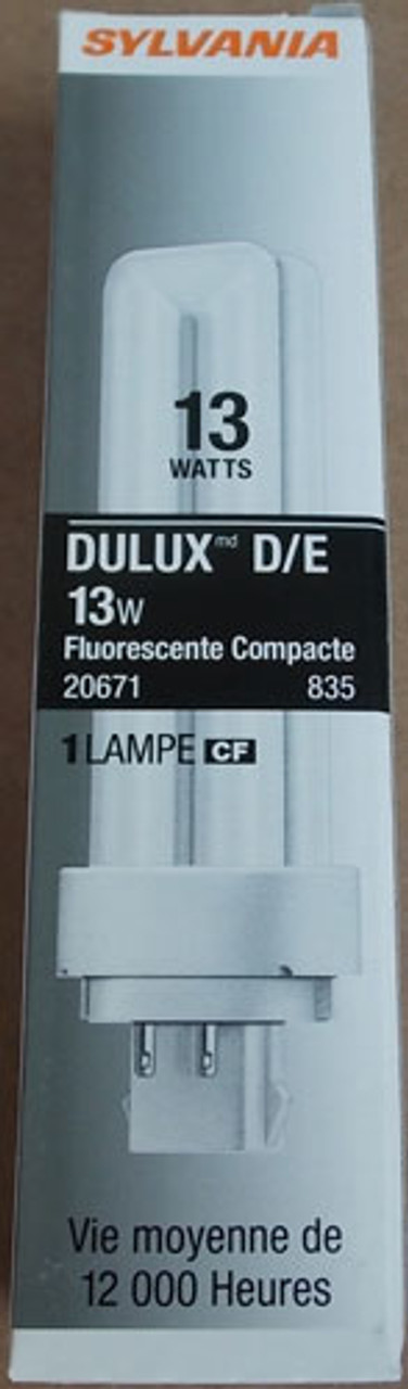 Sylvania 20671 CF13DD/E/835/ECO Dulux 13W Cmp Fluor Lamp (Lot of 2) - New In Box