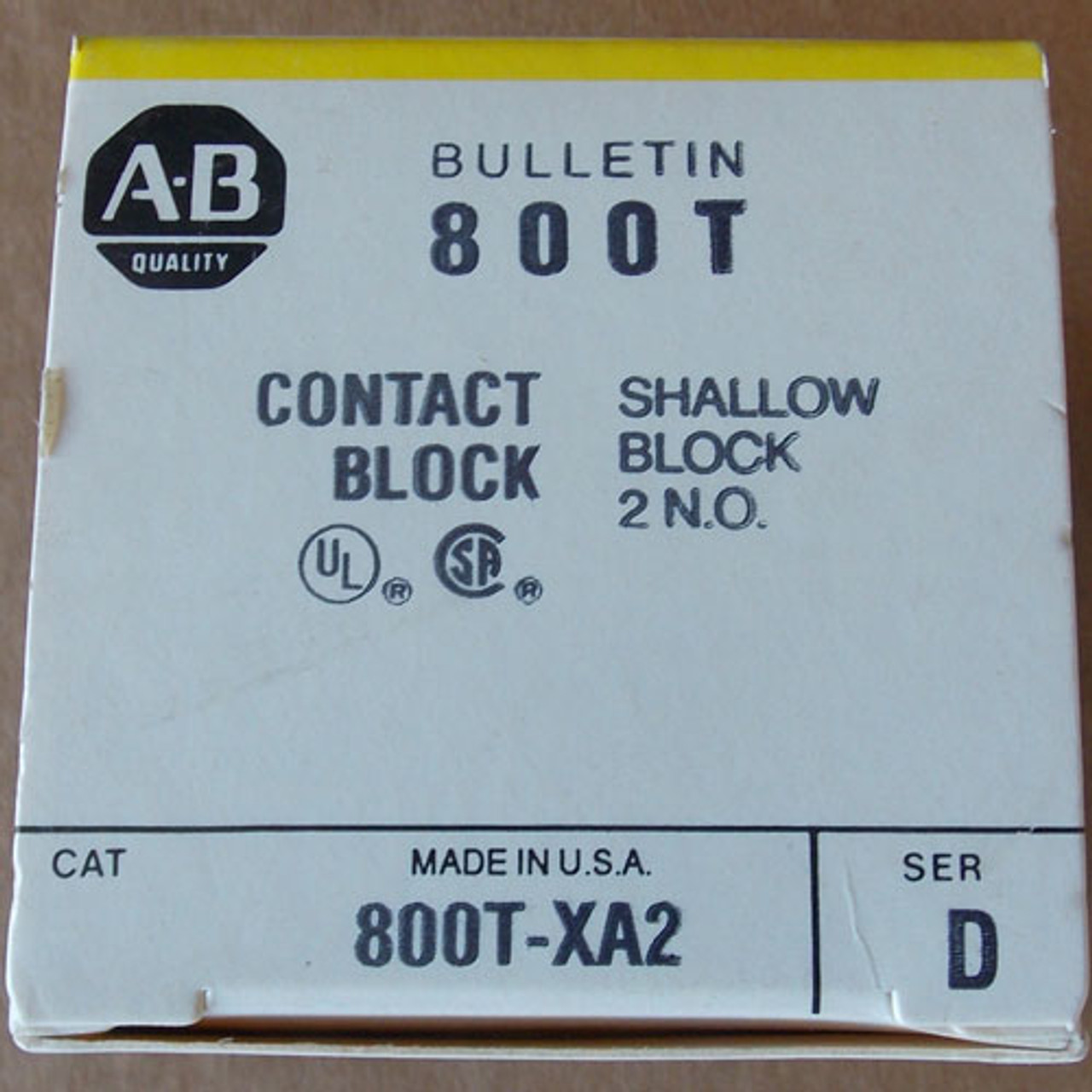 Allen-Bradley 800T-XA2 Contact Block Shallow Block 2 N.O. - New