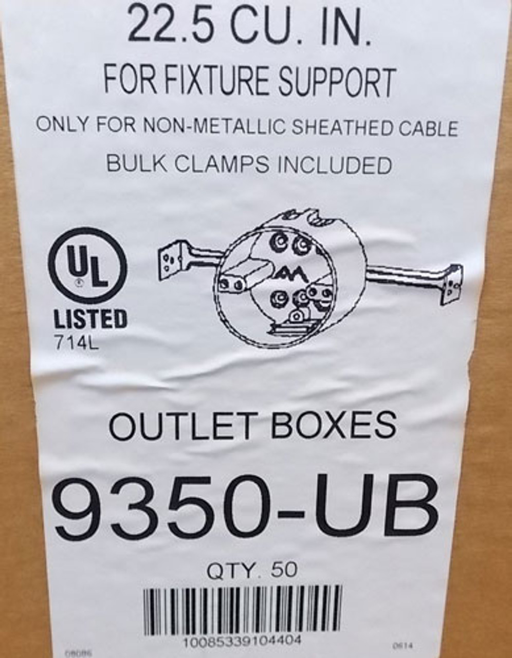 Allied 9350-UB 22.5 CU IN Outlet Box with Bulk Clamps, Lot of 50 - New