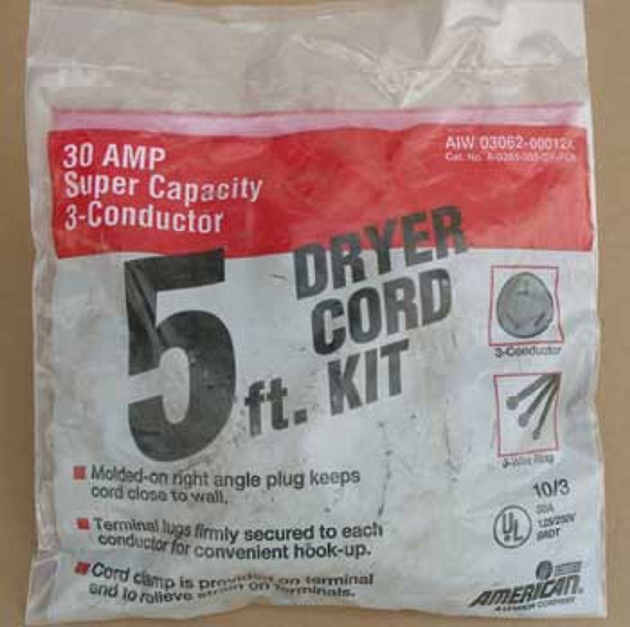 American 30 Amp Super Capacity 5 Ft. Dryer Cord Kit - New