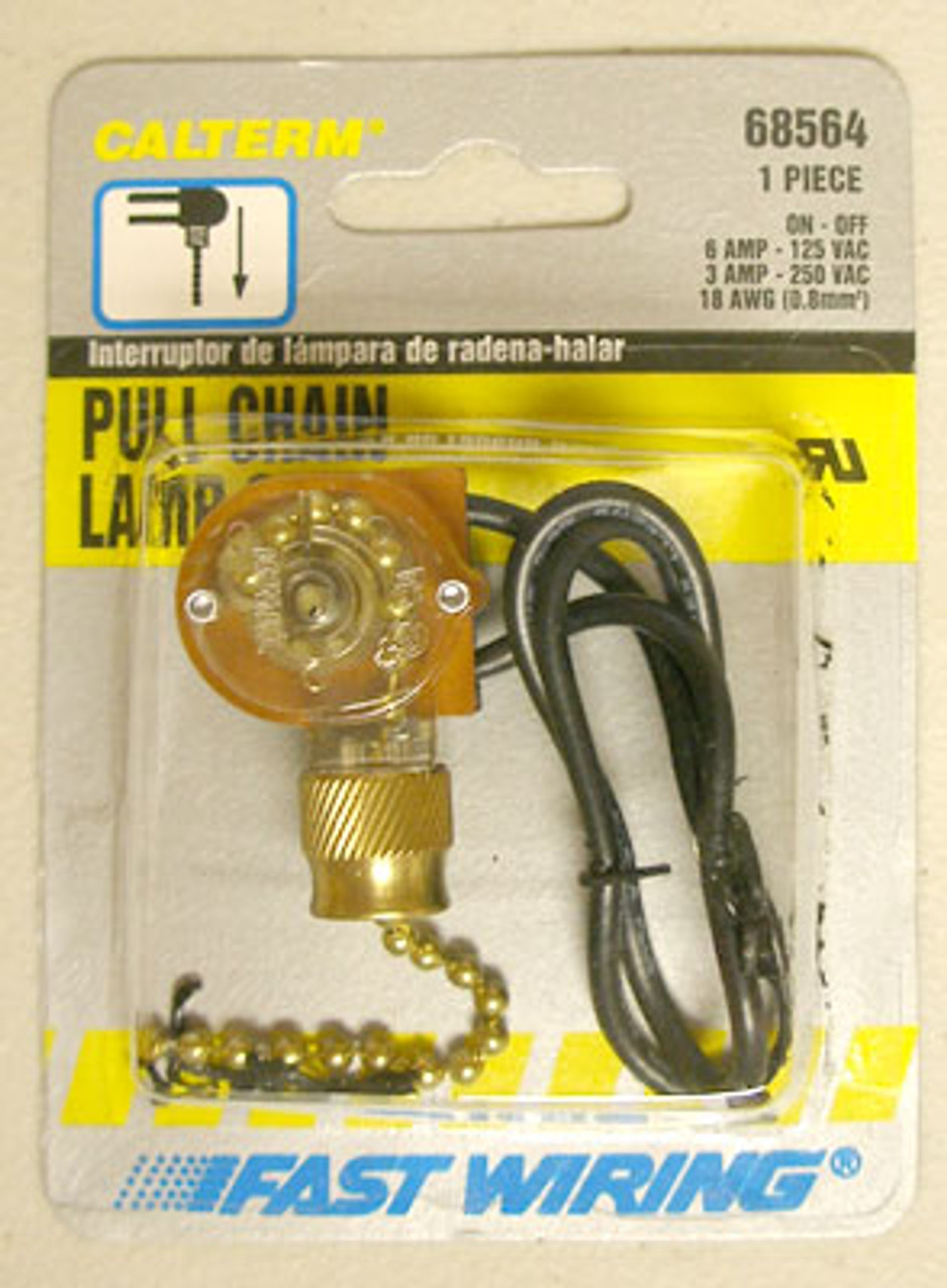 Calterm Pull Chain Lamp Switch 68564 6A@125VAC 3A@250VA (Lot of 6) - New