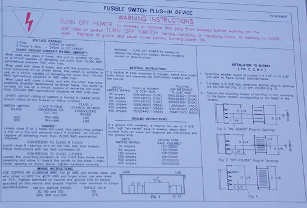 Cutler Hammer TAP365RGN 400 Amp 3PH 4W 480V Busway Fusible Switch - New