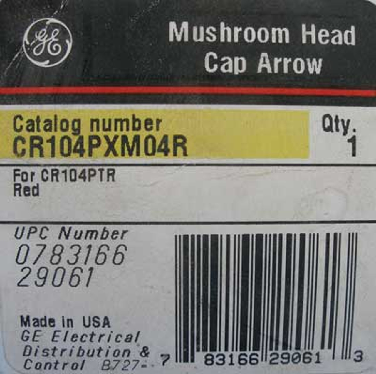 General Electric CR104PXM04R Mushroom Head Cap With Arrow - New