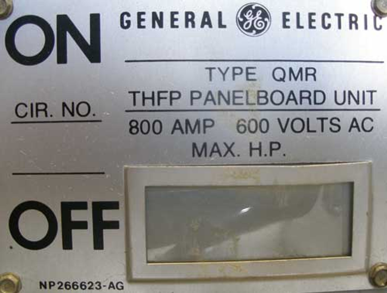 General Electric THFP367 800 Amp 3 Pole 600V Fused Panel Switch - Used