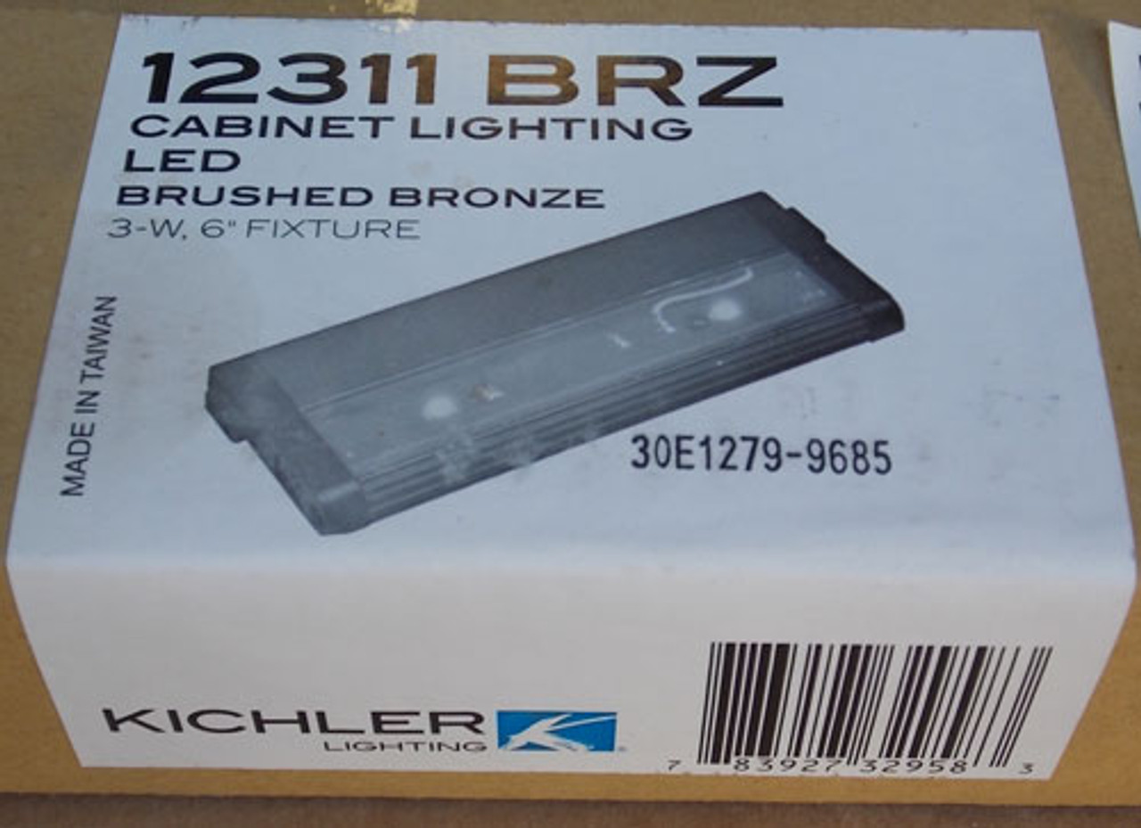 Kichler 12311BRZ 6" Brushed Bronze LED Cabinet Lighting Fixture 3 Watt - New