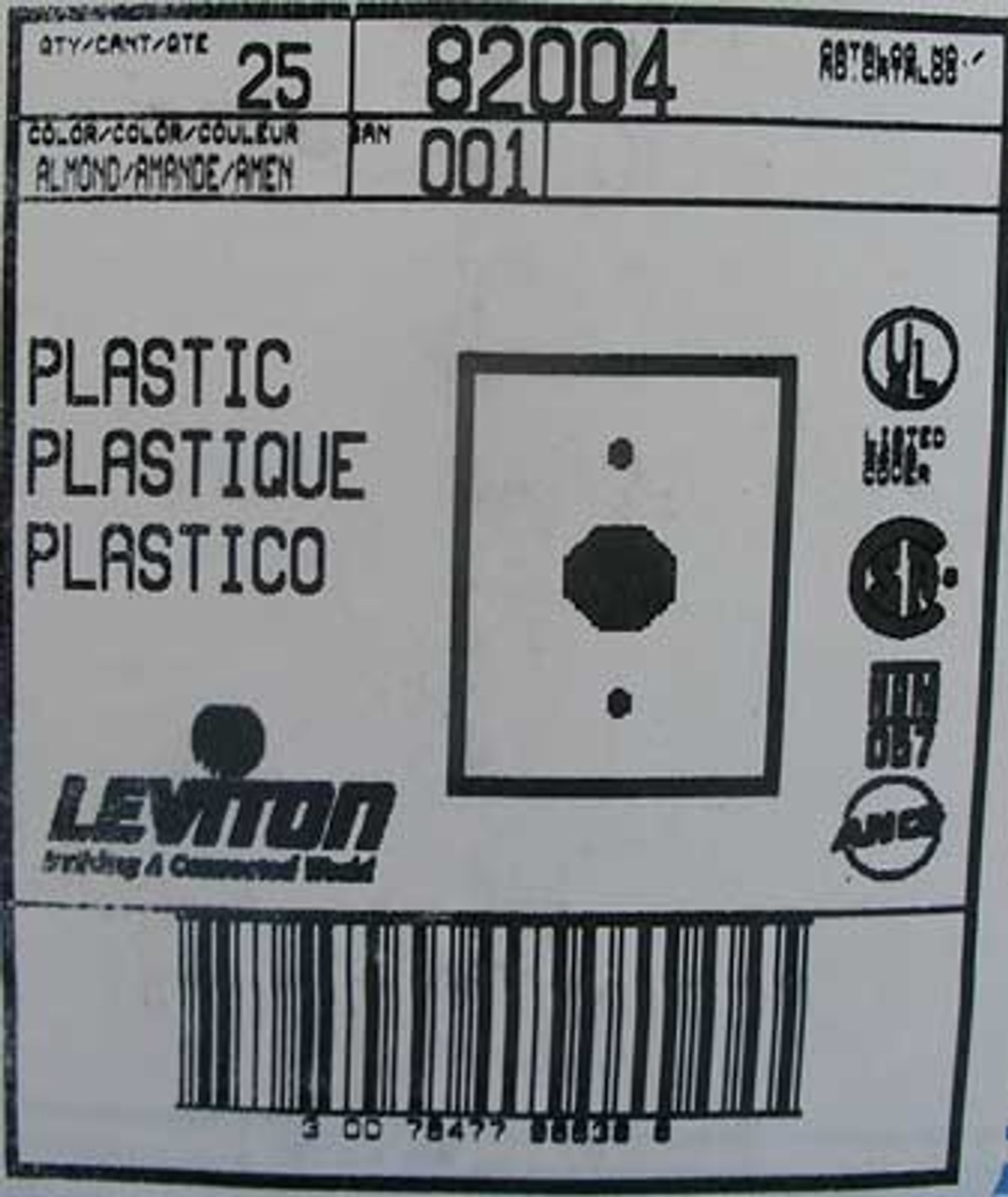 Leviton 82004 1 Gang Single 1.406 Inch Hole Wall Plate (Lot of 25)