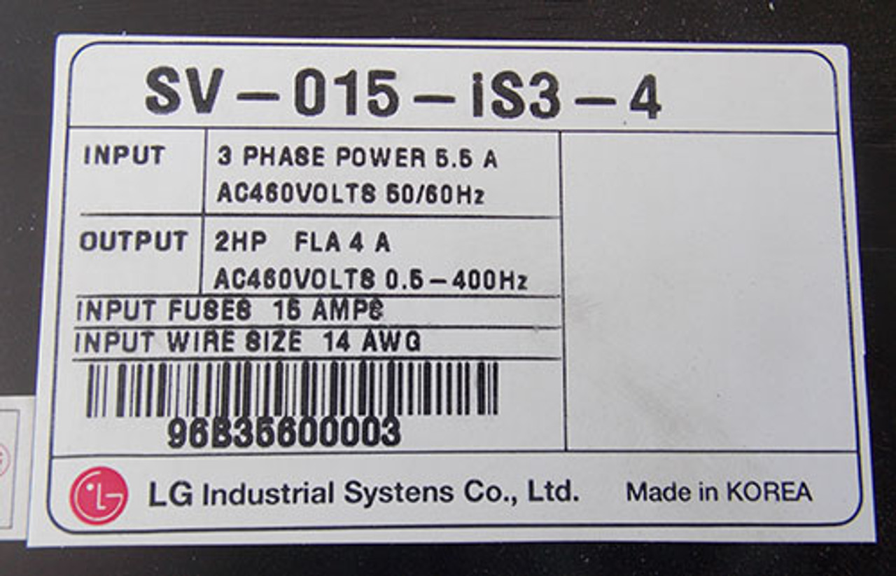 LG Industrial Systems SV-015-iS3-4 3PH AC Motor Speed Controller - New