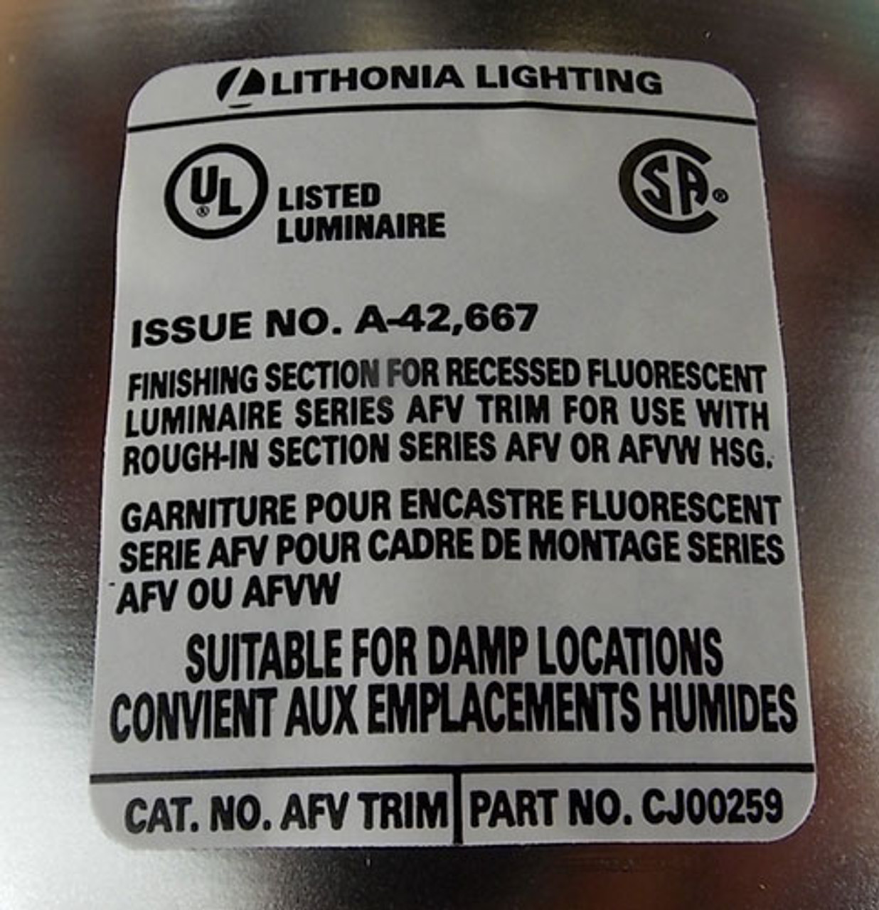 Lithonia Lighting AFV TRIM Round 6" Reflector - New