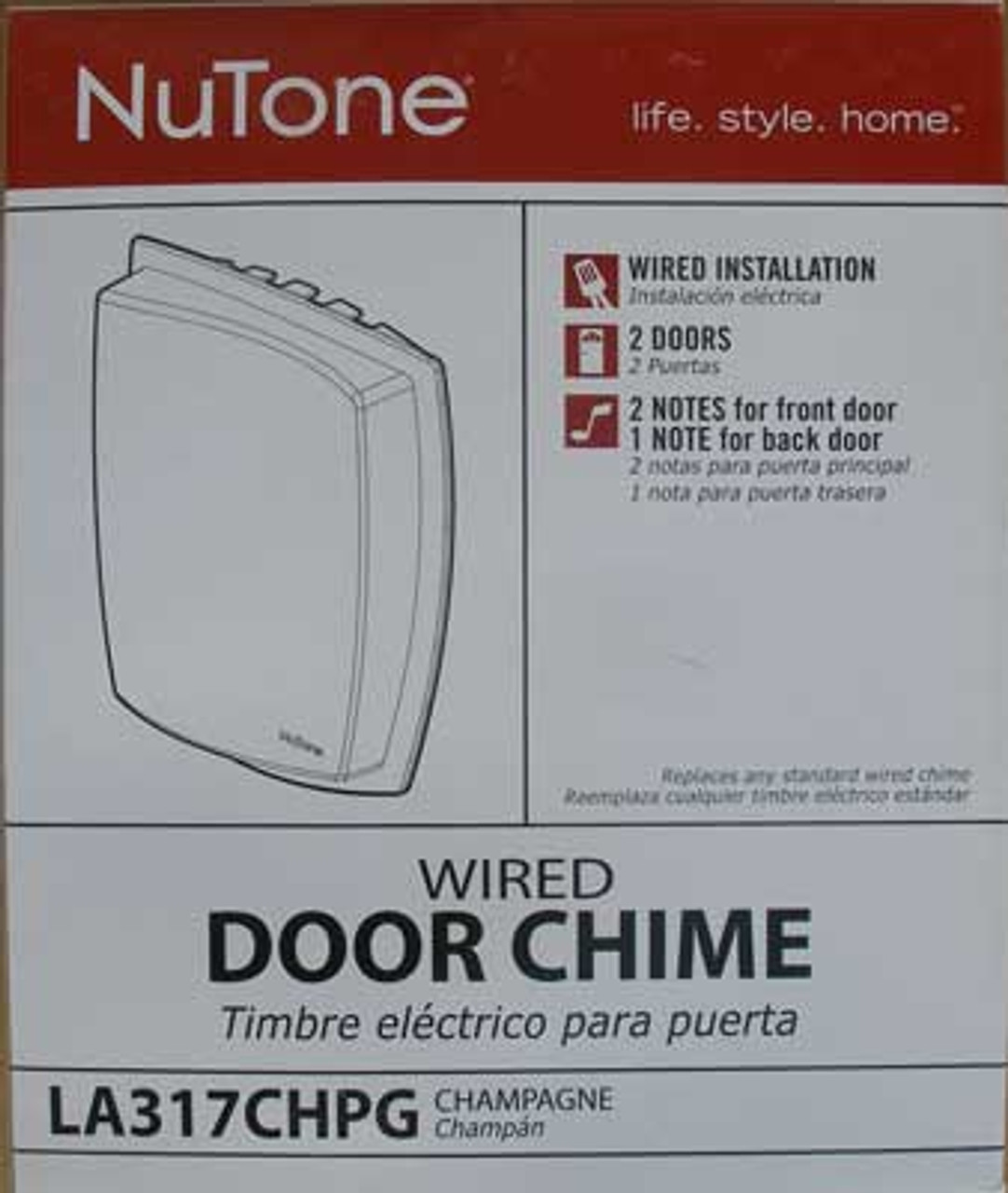 NuTone LA317CHPG Wired Door Chime Champagne - New