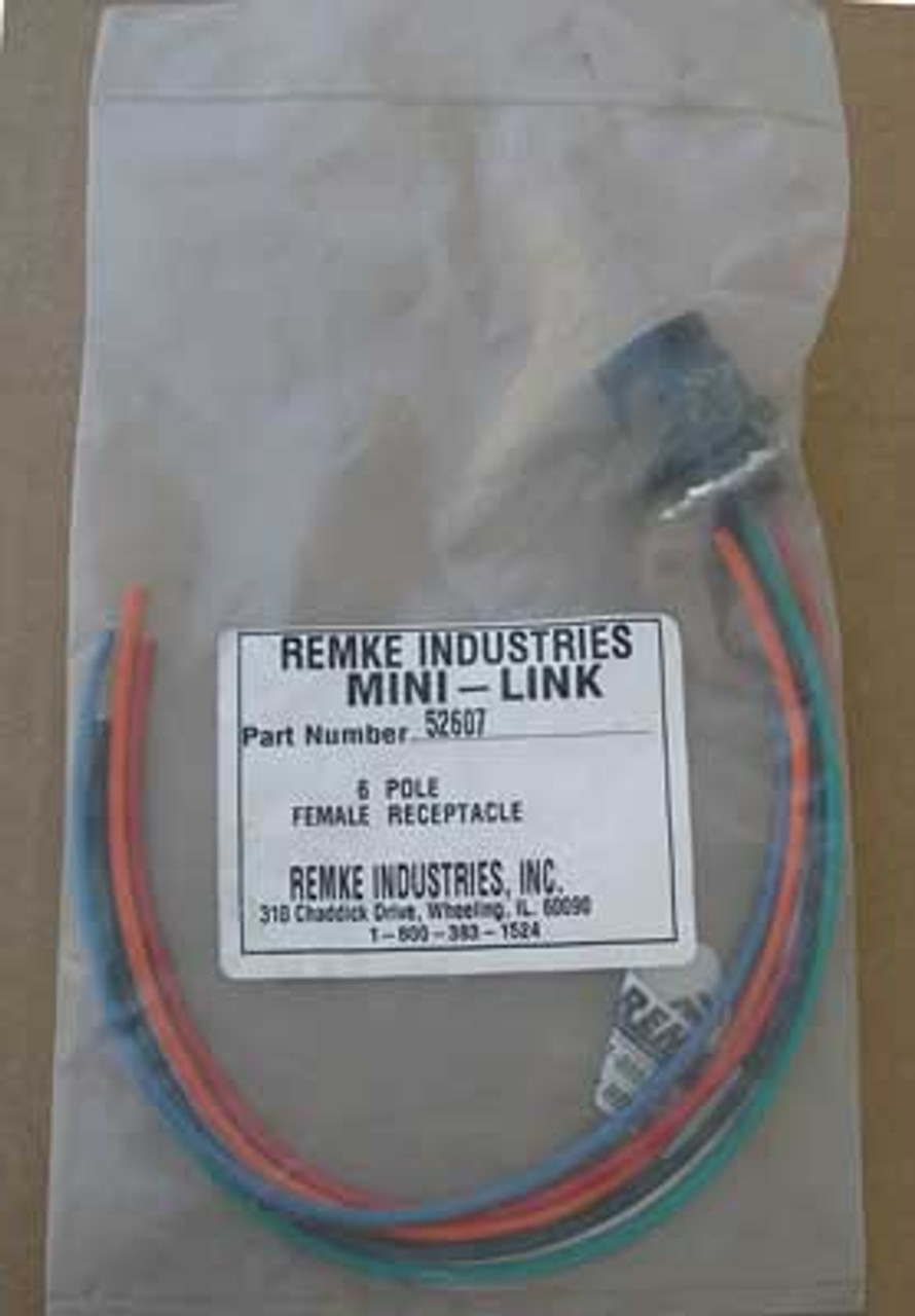 Remke 52607 Rubber Mini-Link Receptacle 6 Pole with 12" Pigtail Lead