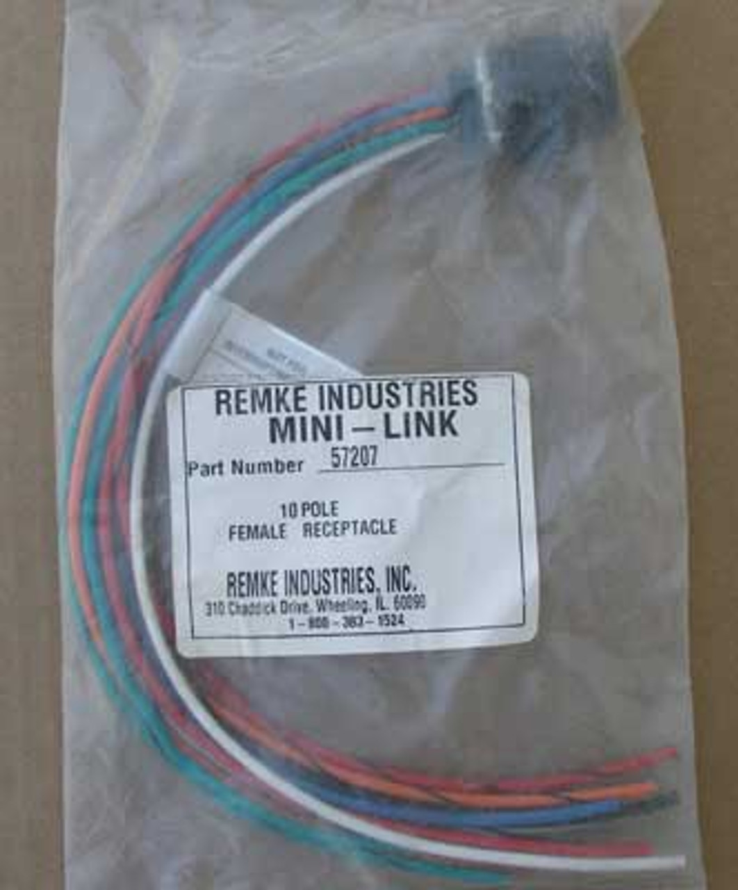 Remke 57207 Rubber Mini-Link Receptacle 10 Pole with 12" Pigtail Lead