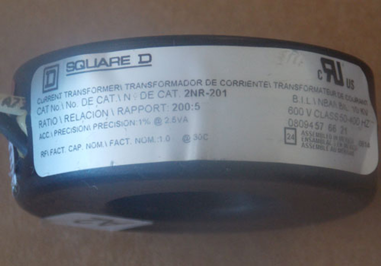 Square D 2NR-201 Current Transformer 200:5 Ratio Window - Used