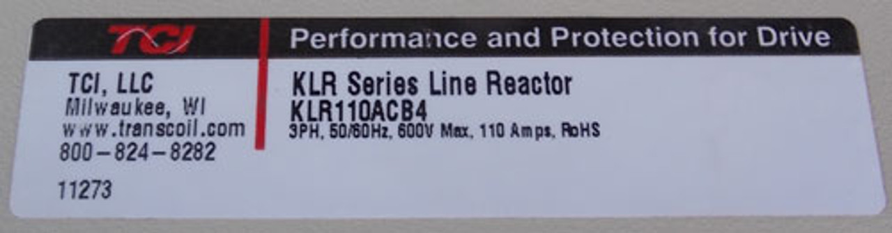 TCI KLR110ACB Sine Guard 3PH 110A 600V Line Reactor - New