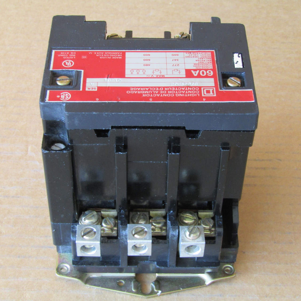 Square D 8903 SP02 3 Pole 60 Amp 120V Coil Lighting Contactor- Used