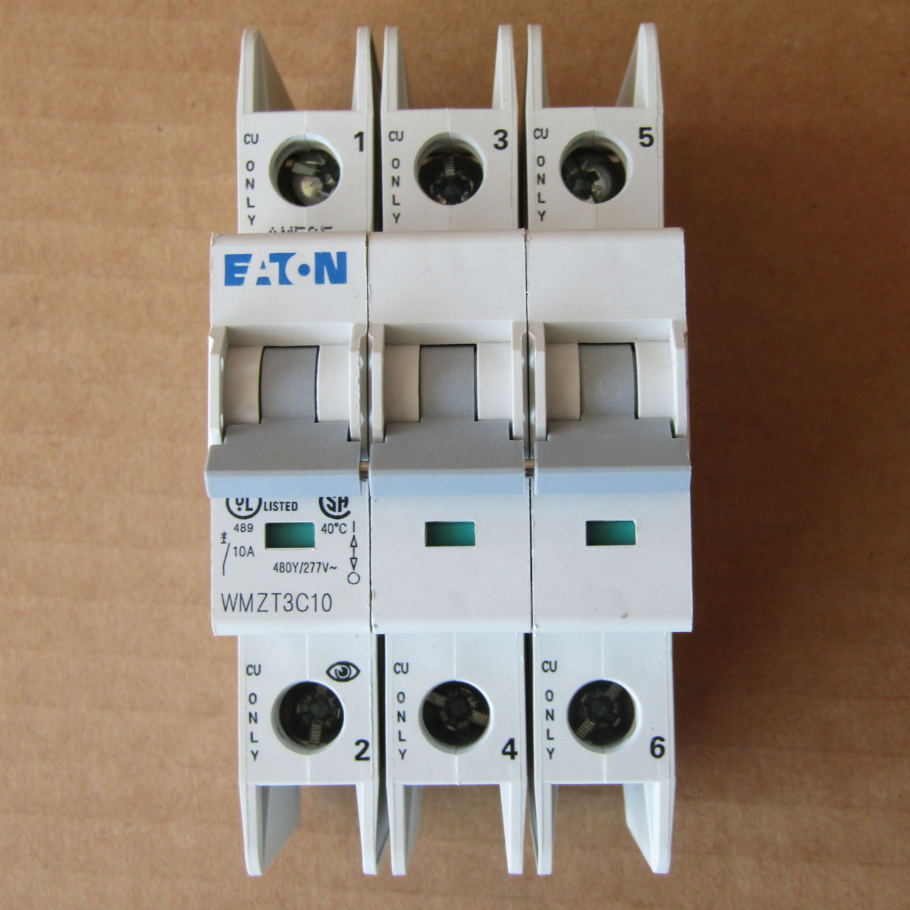Eaton WMZT3C10 175X 3 Pole 10 Amp 480Y/277 VAC 10kA Type C Circuit Breaker - New