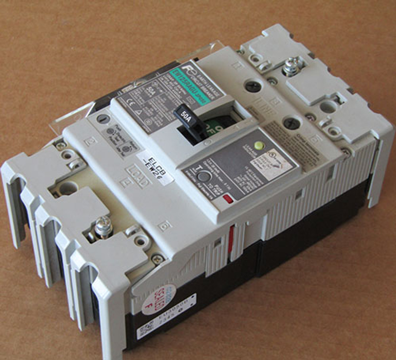 Fuji EW125RAGU-3P050 3 Pole 50 Amp Earth Leakage Circuit Breaker - Used