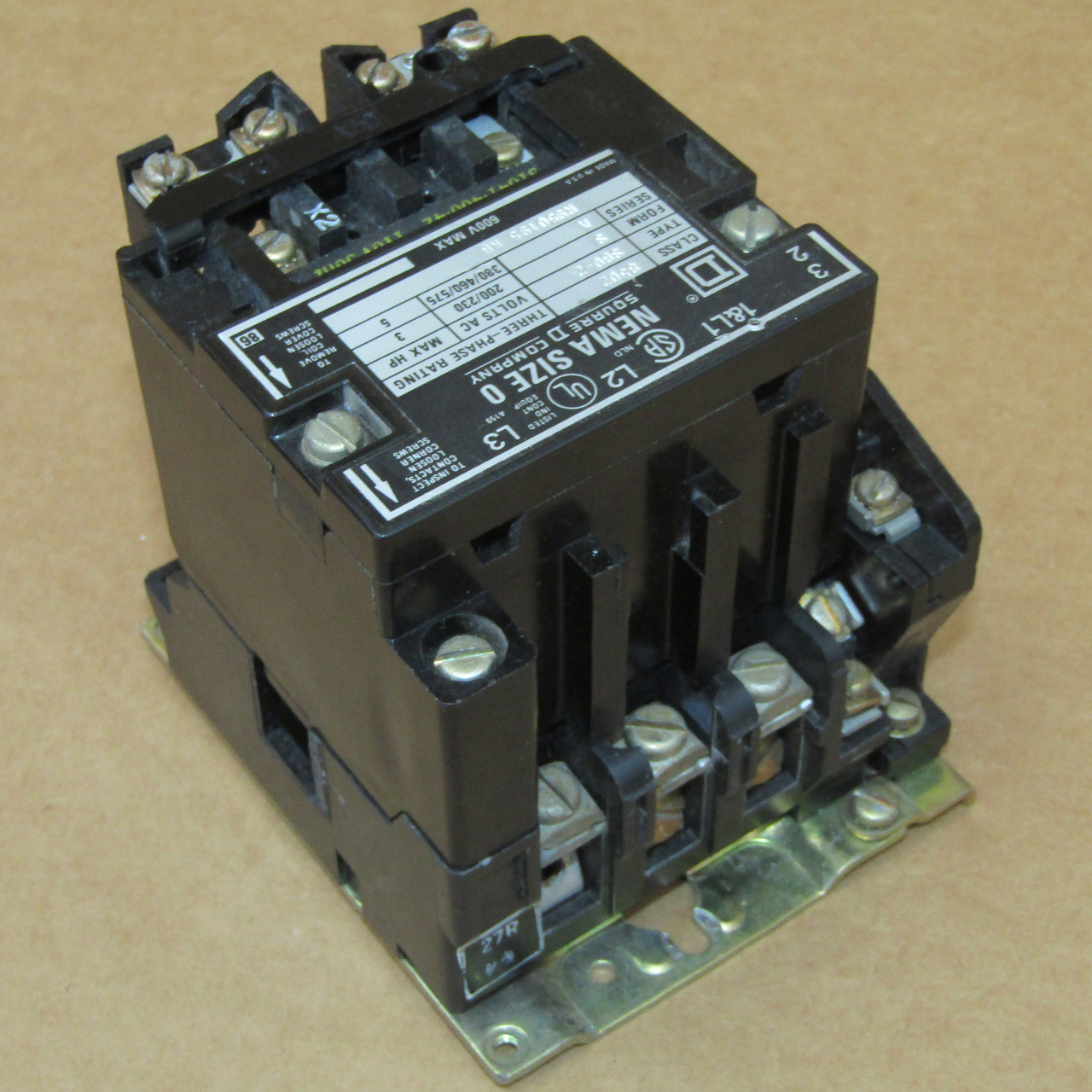 Square D 8502 SB02 Size 0 Contactor 3 Phase 120V Coil - Used