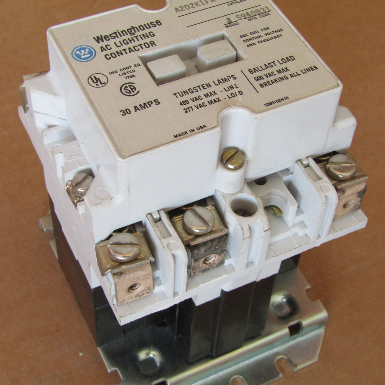 Westinghouse A202K1FA Lighting Contactor 30 Amp 3P 480VAC 120V Coil Model J - Used