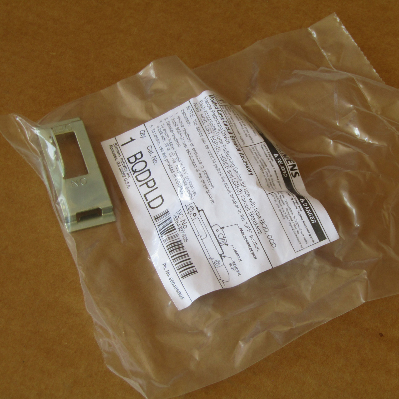 Siemens BQDPLD Circuit Breaker Padlock Device, BQD, CQD, NGB - New