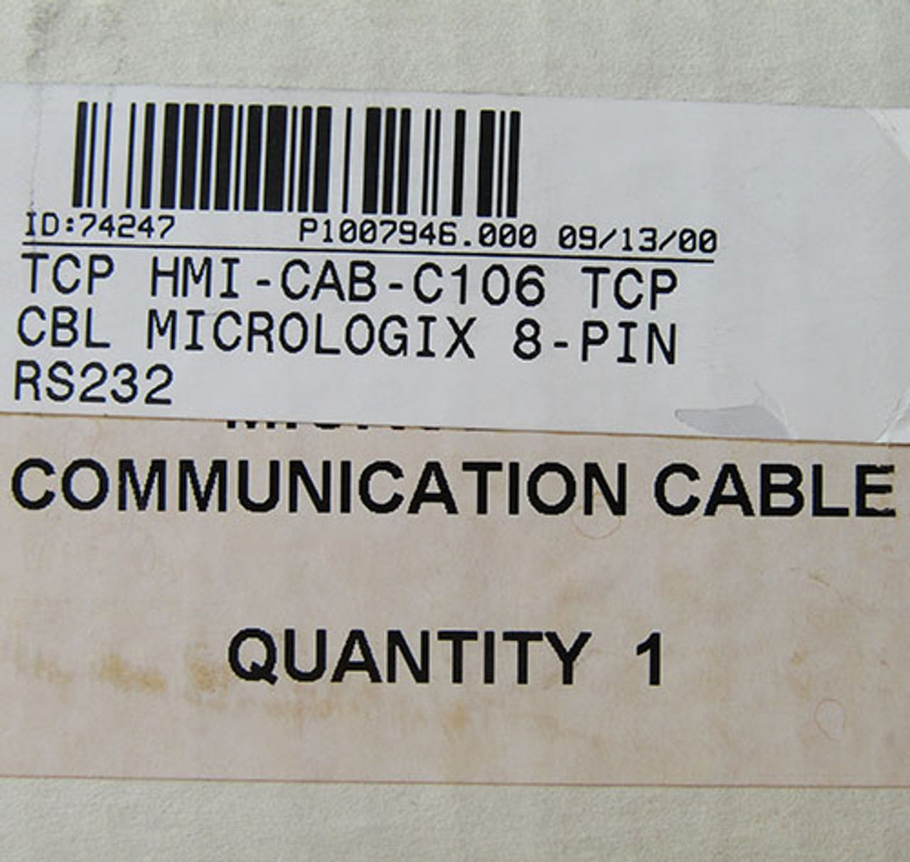 Total Control HMI-CAB-C106/E TCP Comm Cable Micrologix 8-Pin - New