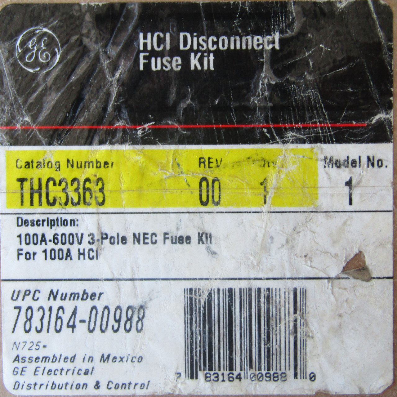 General Electric THC3363 3 Pole, 100 Amp, 600V HCI NEC Disconnect Fuse Kit - New