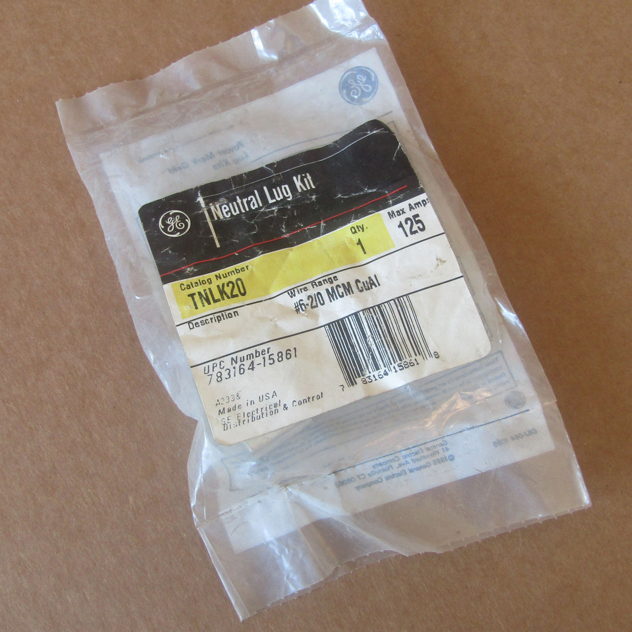 General Electric TNLK20 Neutral Lug Kit, 125 Amp  - New