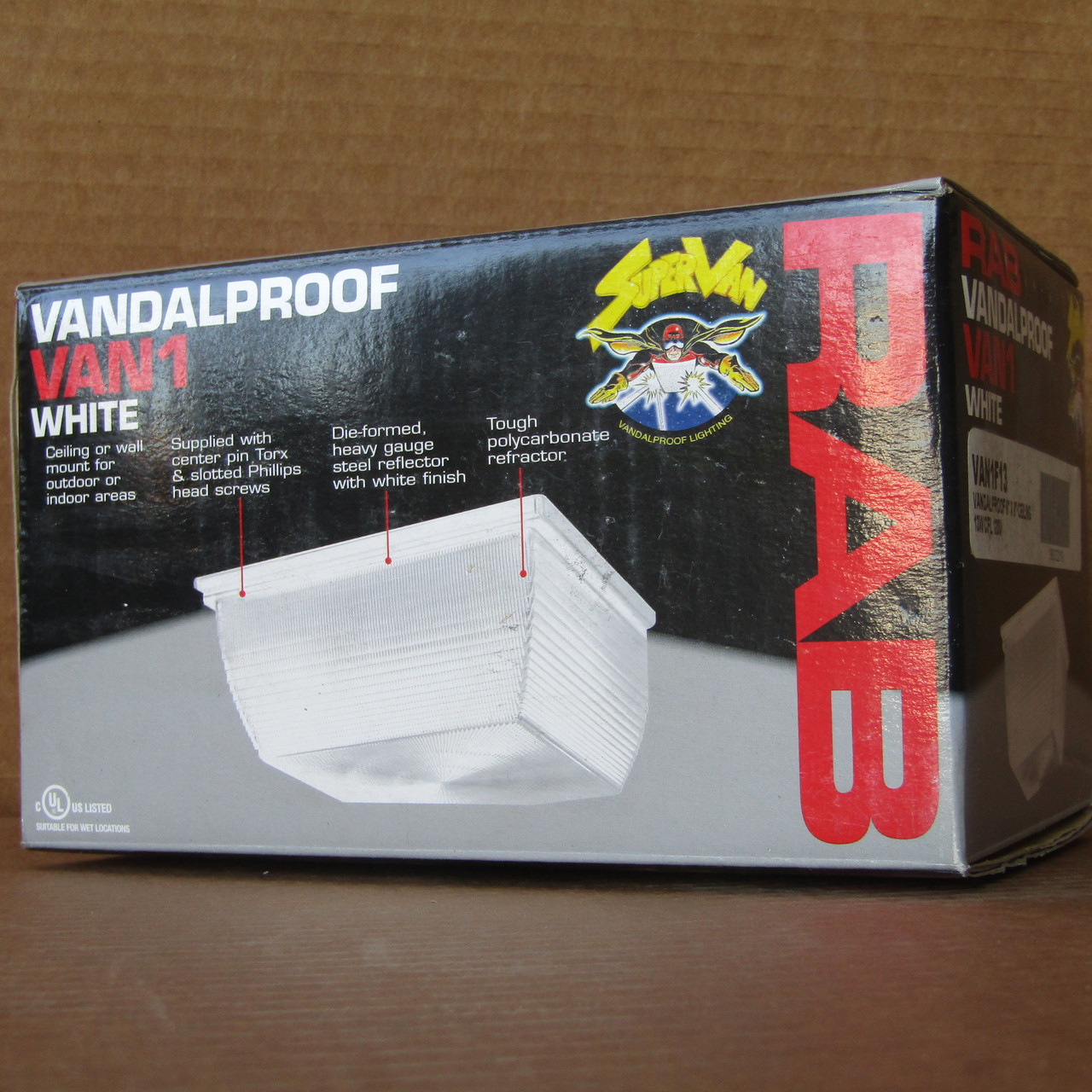 RAB VAN1F13 Vandalproof 6"x8" Ceiling 13W CFL 120V - New