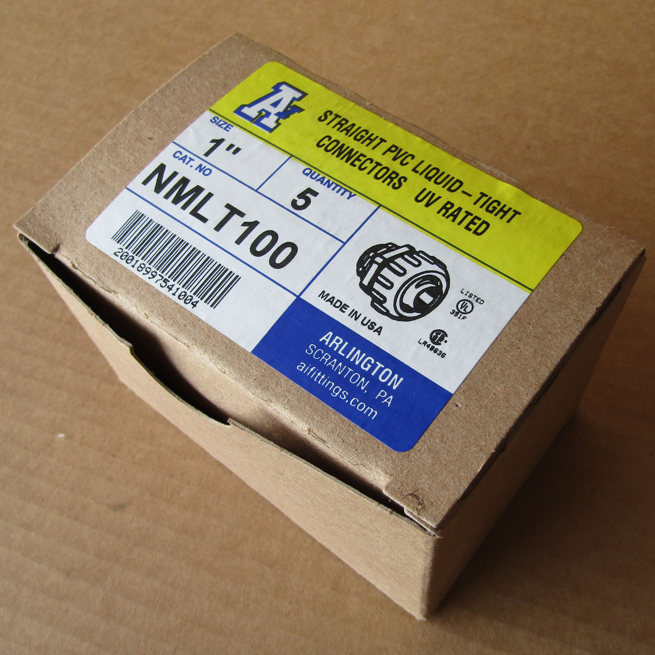 Arlington NMLT100 1" Straight PVC Liquid-Tight Connectors UV Rated (Box of 5) - New