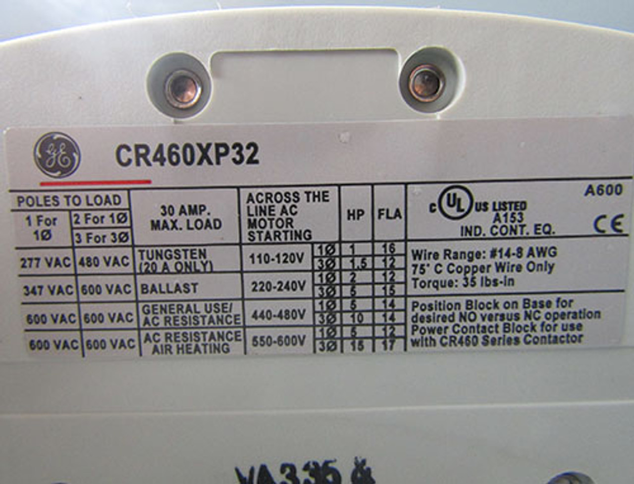 GE CR463L60AJA24A0  Lighting Contactor 6NO 0NC 120V Coil Nema 3R/12 - New