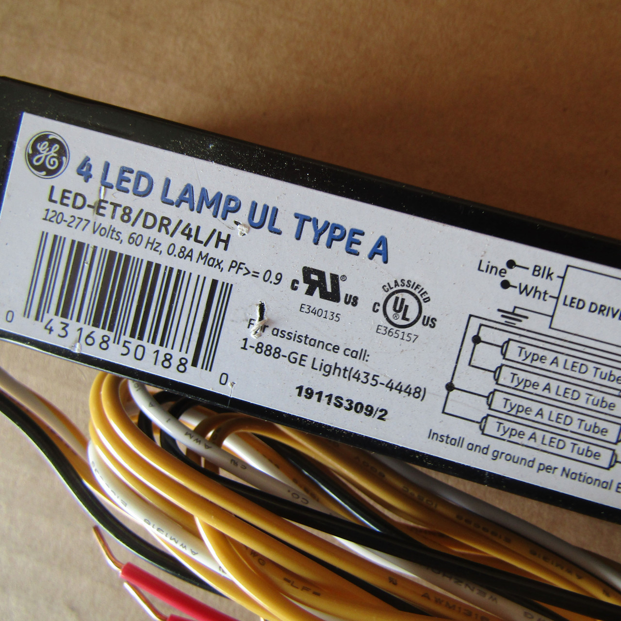 Lot of 10 GE 93099522 LED-ET8/DR/4L/H  4 LED Lamp Driver UL Type A 120-277V - New