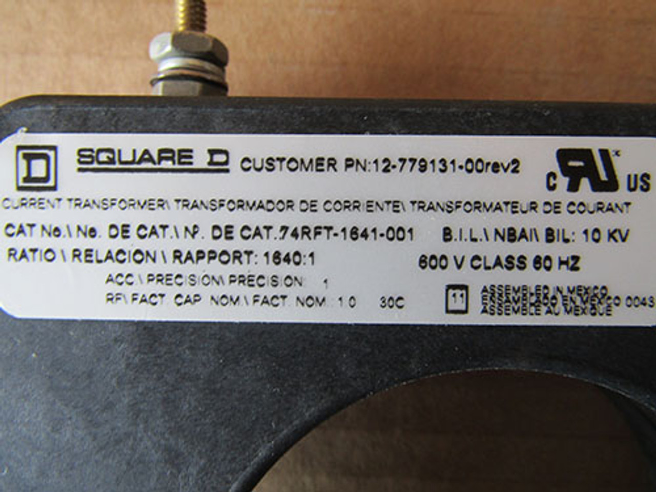 Square D 74RFT-1641-001 Current Transformer 1640:1 10kV 600V  - Used