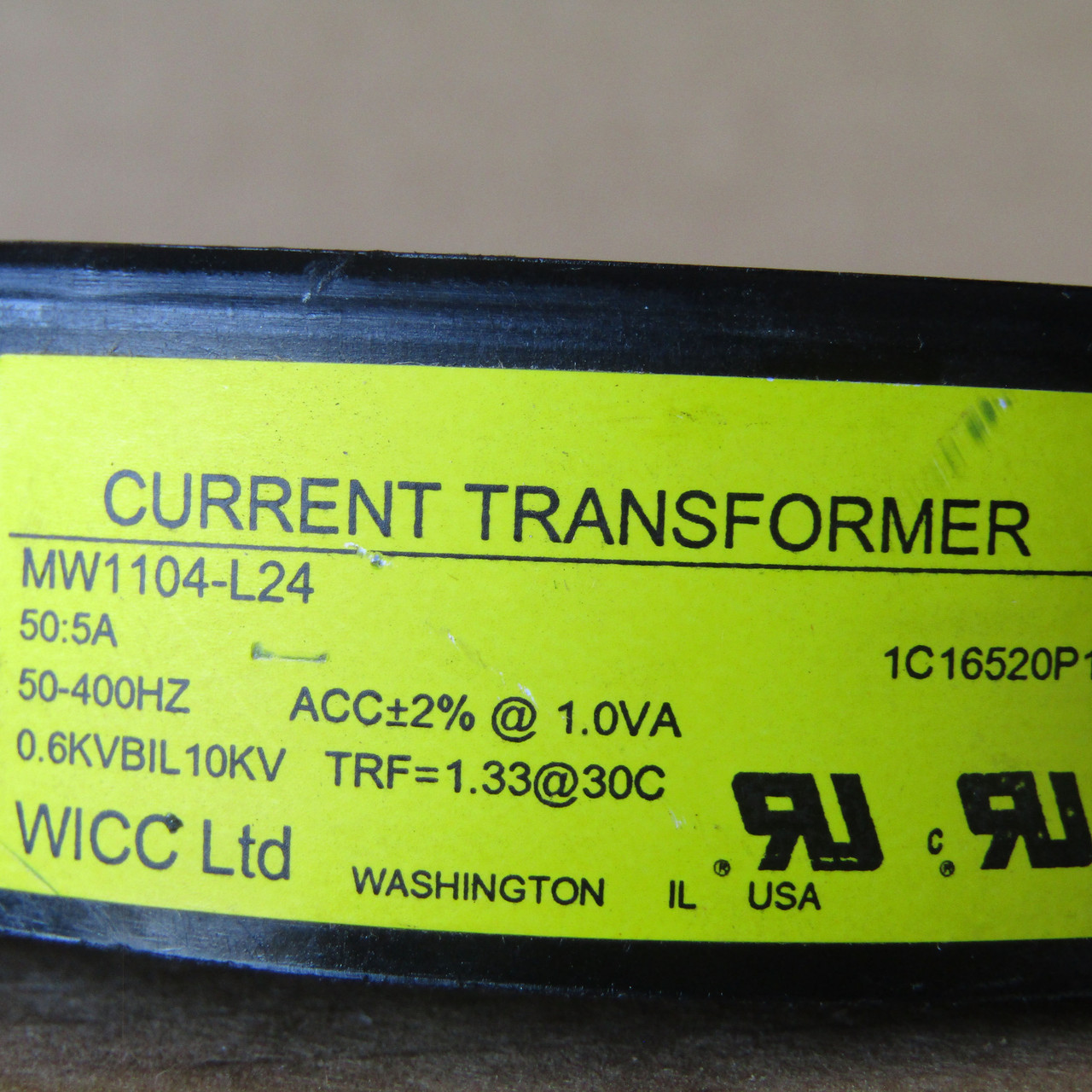 WICC Ltd MW1104-L24 Current Transformer 50:5A 50-400Hz - Used