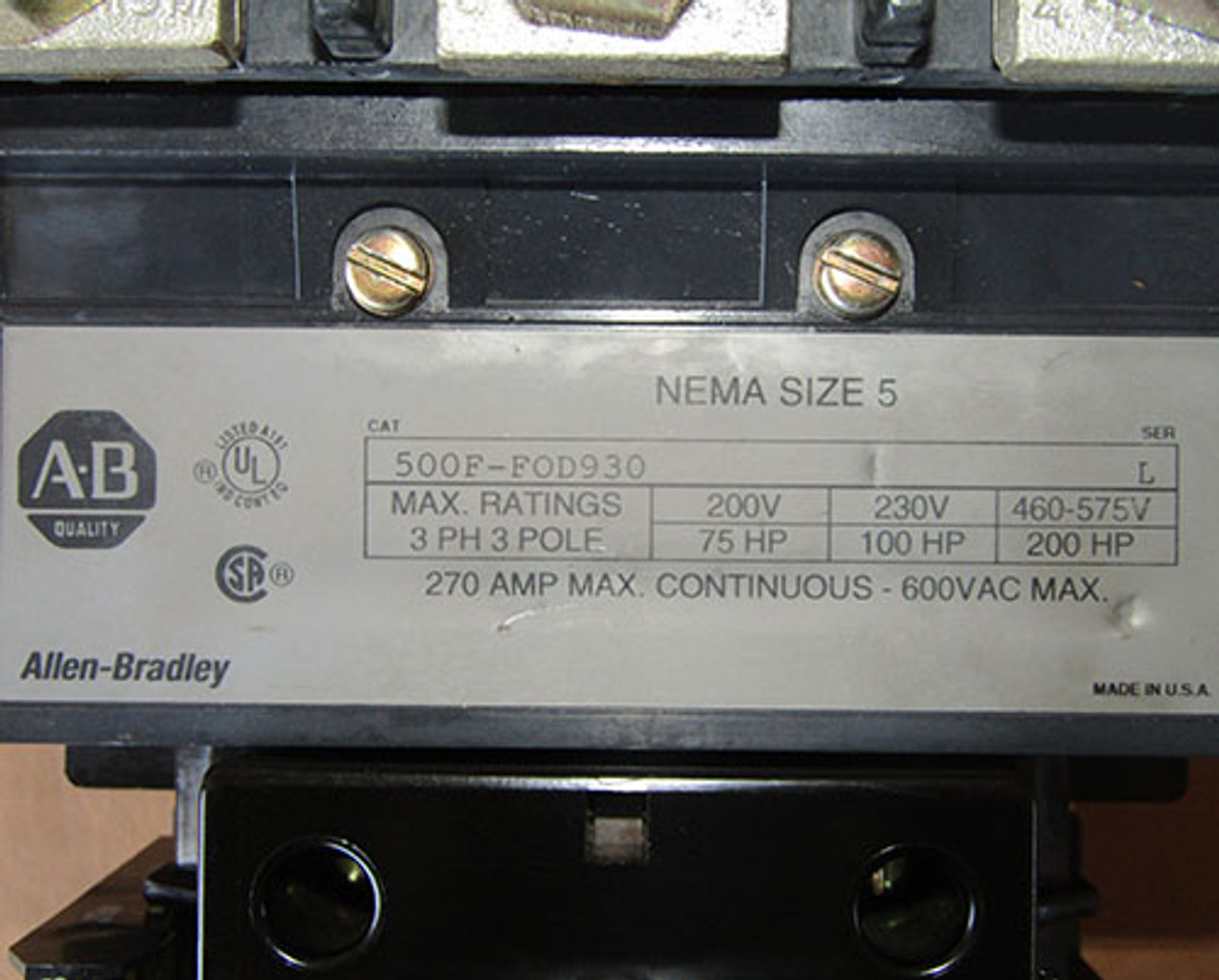 長期保証 Allen Bradley 500L-COD93または500L-C0D93シリーズb 製造、工場用