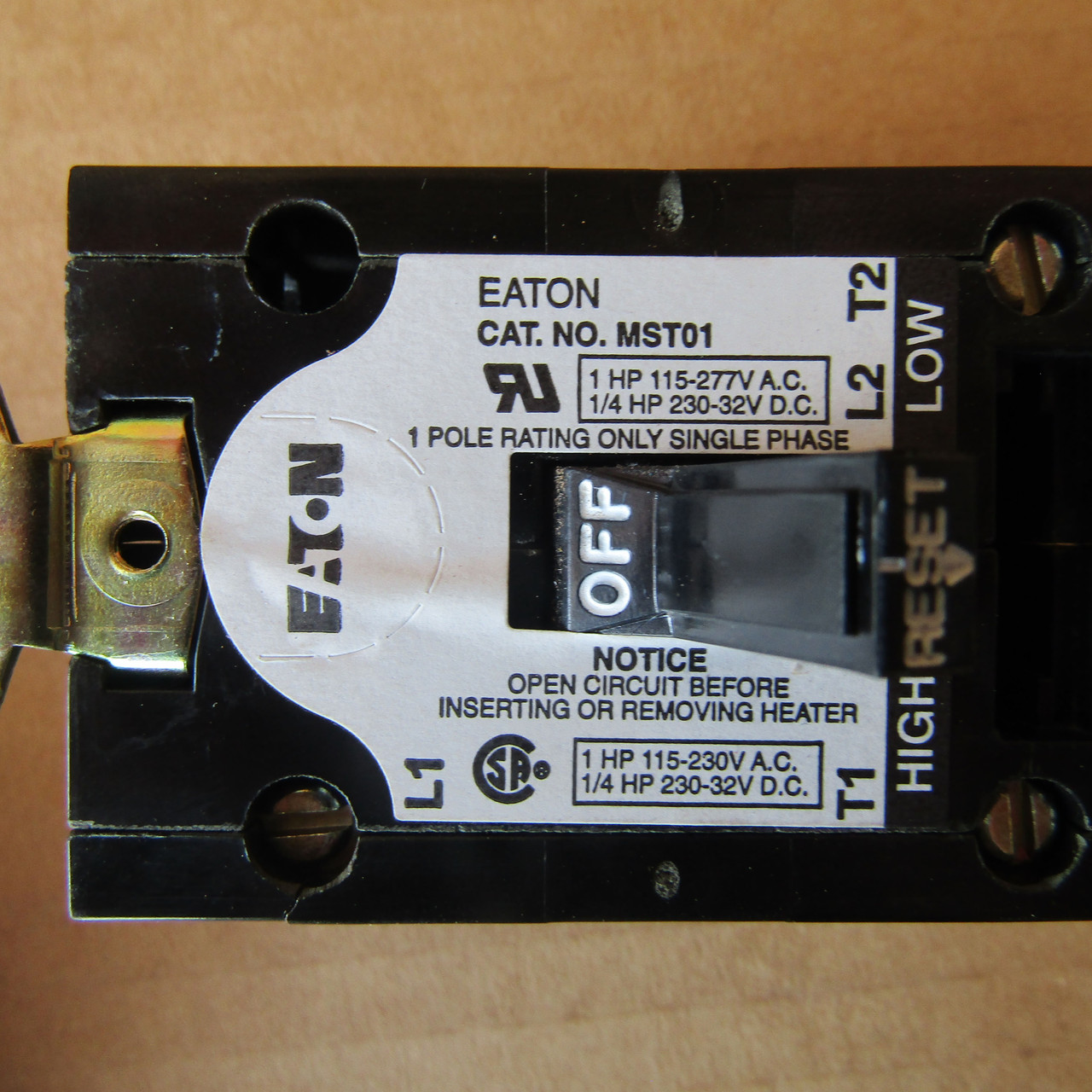 Eaton MST01 1 Pole Single Phase 115/277VAC 1HP Toggle Switch Manual Starter - New