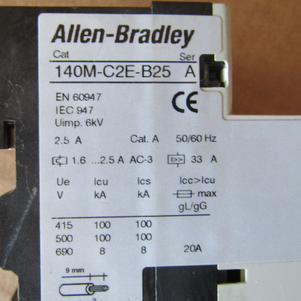 Allen-Bradley 140M-C2E-B25 Motor Protection Circuit Breaker 1.6-2.5 Amp -  Used