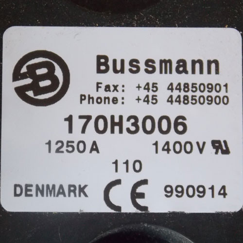 Denmark Cooper Bussmann 170H3006 1250 Amp 1400 Volt Fuse Base - New In Box