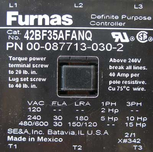 Furnas 42BF35AFANQ Definite Purpose Controller 30A 3P  110/120V Open - New