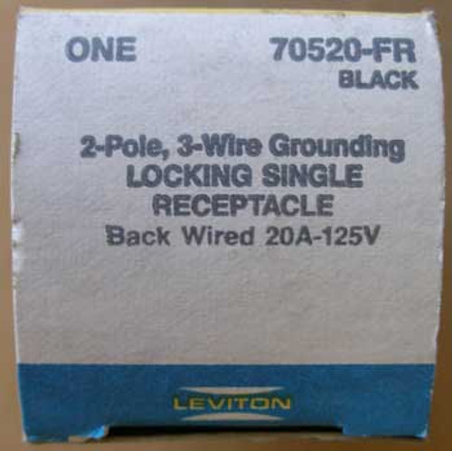 Leviton 70520-FR 2 Pole, 20 Amp, 125 Volt, Locking Receptacle