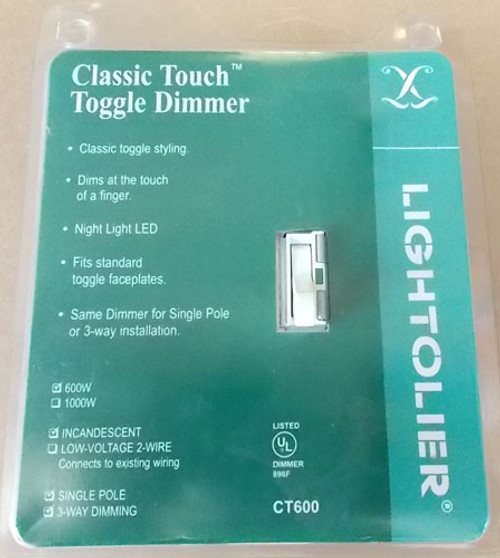 Lightolier CT600-WC Toggle Dimmer 3-Way 600W White (Lot of 3) - New In Package