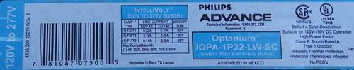 Philips IOPA-1P32-LW-SC 120V to 277V 1-Lamp Instant Start Electronic Ballast - New