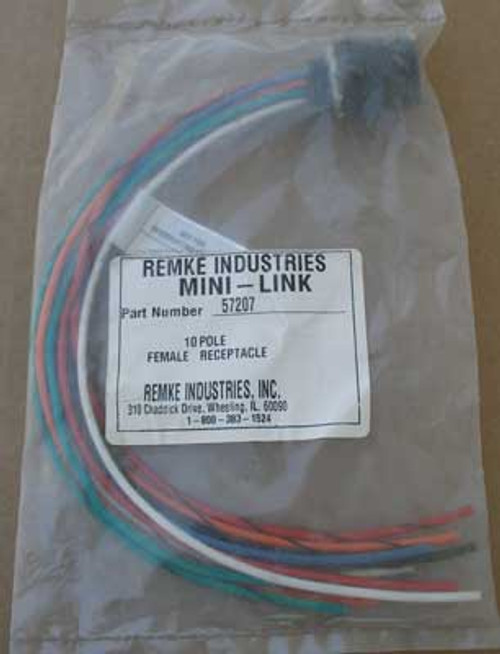 Remke 57207 Rubber Mini-Link Receptacle 10 Pole with 12" Pigtail Lead