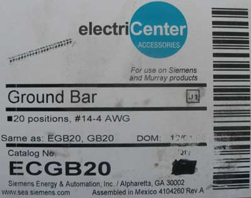 Siemens ElectriCenter ECGB20 Ground Bar Kit 20 Positions #14-4 AWG (Lot of 2)