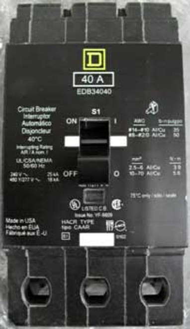 Square D EDB34020 3 Pole 20 Amp 480 VAC Circuit Breaker - New