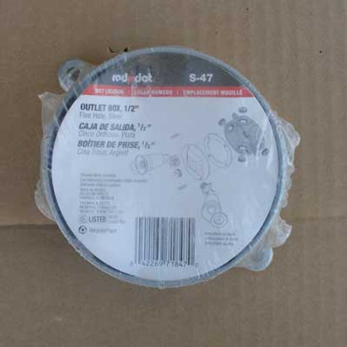 Thomas & Betts Red Dot S-47 1/2" Outlet Box, 5 Hole, Silver - New