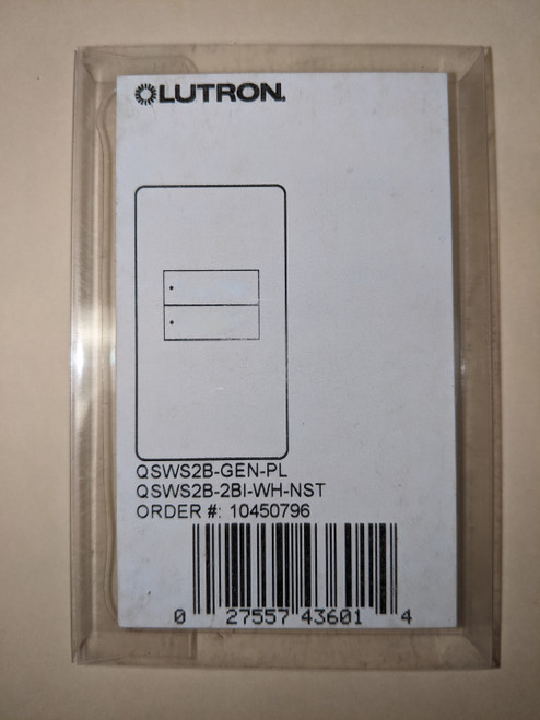 Lutron QSWS2B-2BI-WH-NST Blank White 2 Button Wall Keypad - New In Box