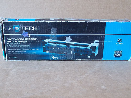 CE Tech 637426 Cat 5e Mini 12 Port Patch Panel with 89D Mounting Bracket - New