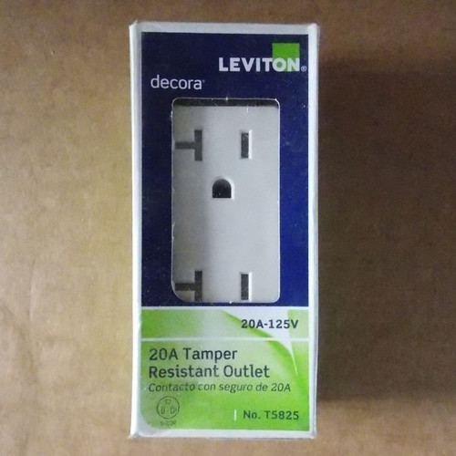 Leviton Decora T5825 20A 125V Tamper Resistant Outlet Duplex Receptacle Ivory - New