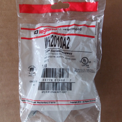 Wiremold Legrand WH2010A2 2000 Series Raceway Steel Entrance End Fitting White - New